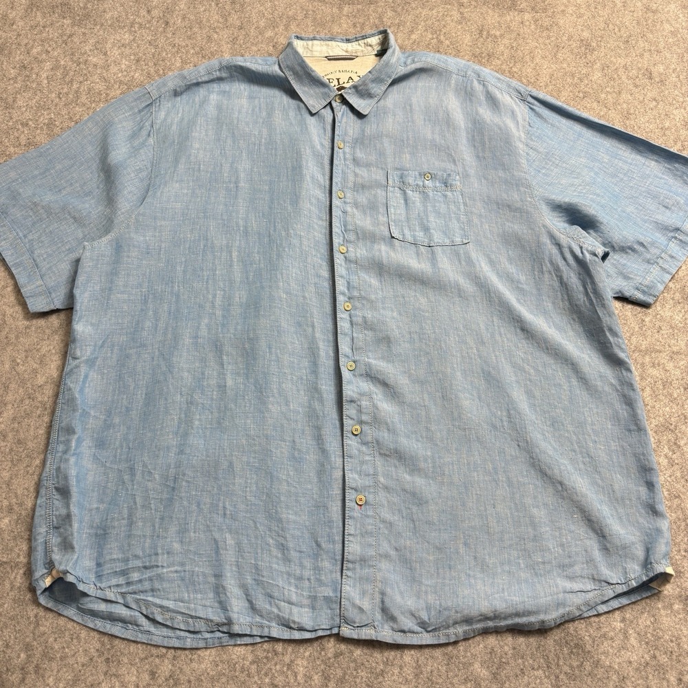 Tommy Bahama Blue Linen Button Up Shirt Mens 3XT Relaxed Fit